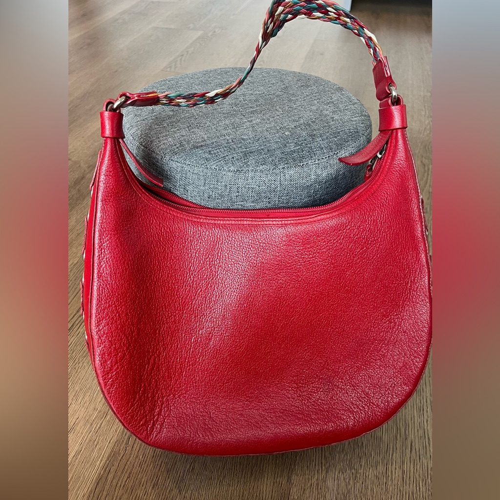 Casa Lopez Red Leather Shoulder Bag